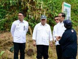 Presiden Jokowi Tinjau Lokasi Rehabilitasi Pascalongsor di Desa Harkat Jaya, Bogor