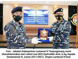 Dapat Jabatan Baru di Koarmada I, Letkol Syafruddin Amir Serahkan Jabatan Kadispotmar pada Danlantamal IV