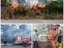 Api Hampir Merambat ke Pemukiman, Polsek Tanjungpinang Timur dan DPKP Gerak Cepat Padamkan Kebakaran