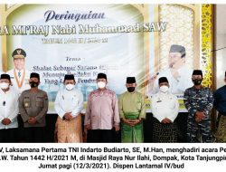 Danlantamal IV Hadiri Peringatan Isra Mi’raj Nabi Muhammad S.A.W di Masjid Raya Nur Illahi