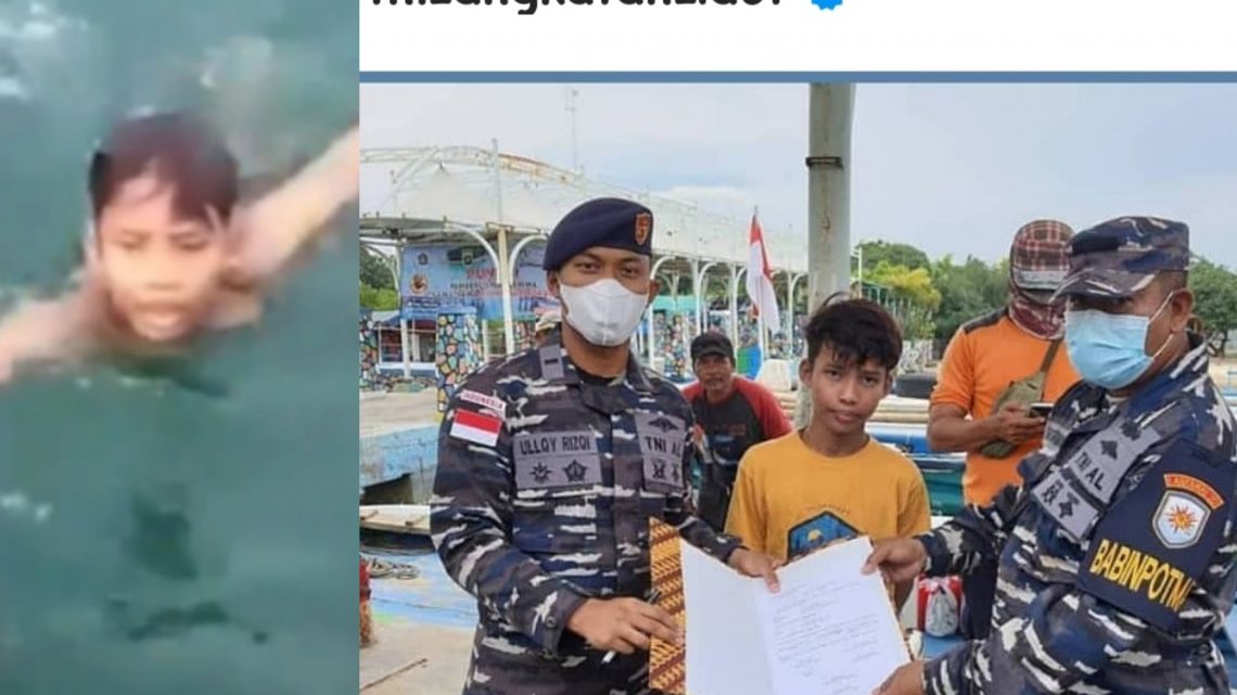 Mengejutkan, Seorang Bocah Ditemukan di Tengah Laut, 3 Jam Berenang Sebelum Diselamatkan TNL-AL, Begini Kejadiannya