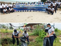 HUT TNI-AL ’76 : Lanudal Tanjungpinang Bersih-bersih Pantai