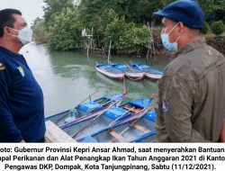Ansar Ahmad Serahkan Bantuan Kapal Perikanan dan Alat Tangkap pada Nelayan
