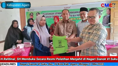 H.Rafdinal, SH Bersama BLK Payakumbuh Buka Pelatihan Menjahit Bed Cover di Nagari Sianok VI Suku