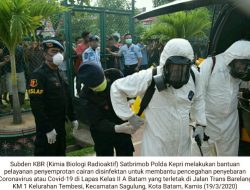 Cegah Covid-19, Lapas Kelas II A Batam Disemprot Disinfektan