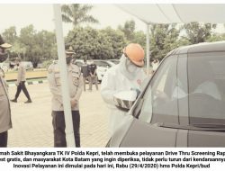 RS Bhayangkara TK IV Polda Kepri, Buka Layanan Drive Thru Screening Rapid Test gratis