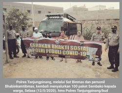 “Sembako Door to Door” Polres Tanjungpinang: Salurkan 100 Sembako pada Warga