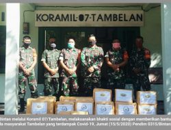 Bantu Warga Terdampak Covid-19, Koramil 07/Tambelan Bagikan Ratusan Sembako