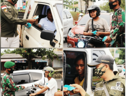 Penerangan Distrik Militer 0315/Bintan, Bagikan Ratusan Masker pada Pengendara