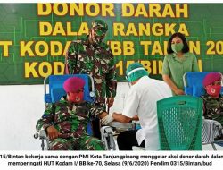 Sambut HUT Kodam I/BB, Kodim 0315/Bintan Gelar Donor Darah bersama PMI