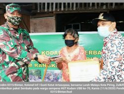 Sempena HUT Kodam I/BB ke-70, Kodim 0315/Bintan Bagikan Ratusan Sembako pada Warga Tak Mampu