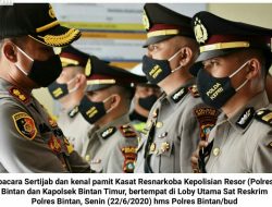 Polres Bintan: Sertijab dan Kenal Pamit Kasat Resnarkoba dan Kapolsek Bintan Timur