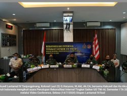 Melalui Vicon Kakuwil Lantamal IV Ikuti Penutupan Rekonsiliasi Internal Tingkat Satker UO TNI-AL