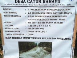 Setelah Jadi Sorotan, Pemdes Desa Catur Rahayu Pasang Papan Informasi Kegiatan