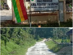 Berlumpur, Akses Jalan Menuju SMKN 1 Kampar Butuh Perhatian Pemerintah