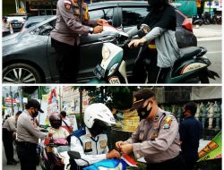 Jelang HUT Kemerdekaan RI ke-75, Polsek Tanjungpinang Timur Bagikan Bendera pada Pengendara