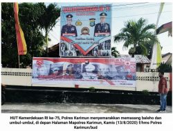 Semarakan HUT RI Polres Karimun Pasang Baleho dan Umbul-umbul