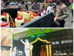 Putus Penyebaran Covid-19, Polres Tanjungpinang Semprotkan Disinfektan di 12 Masjid
