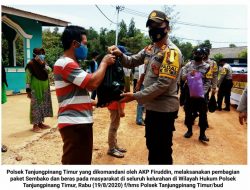 Kurangi Beban Masyarakat, Polsek Tanjungpinang Timur Bagikan 200 Paket Sembako dan Beras