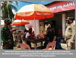 Terkait AKB, Polsek Bukit Bestari, TNI dan Satpol PP Pantau Masyarakat Berkerumun