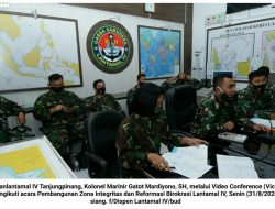 Wadanlantamal IV Ikuti Acara Pembangunan Zona Integritas dan Reformasi Birokrasi Lantamal IV melalui Vicon