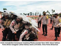 Tingkatkan Kemampuan di Pilkada 2020, Sat Shabara Polres Bintan Latihan Dalmas