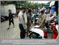 Lagi, Personil Polsek Tanjungpinang Timur dan Satpol PP Berikan Teguran pada Pelanggar Perwako