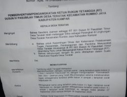 Tak Ada Sebab, Kades Teratak Berhentikan RT Sepihak ?