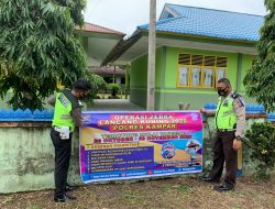 Satlantas Polres Kampar Pasang 30 Spanduk Himbauan di Jalan Bangkinang – Petapahan