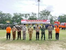 Bupati Kampar Didampingi Kapolres dan Forkopimda Pimpin Apel Kesiap siagaan Bencana Banjir dan Tanah Longsor