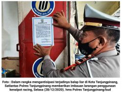 Antisipasi Balap Liar Satlantas Polres Tanjungpinang Larang Penggunaan Knalpot Racing