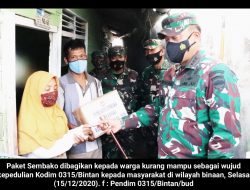 HJK TNI-AD ke-75 : Kodim 0315/Bintan Bagikan 1000 Sembako pada Masyarakat Kurang Mampu