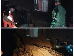 Tanah Longsor Rusak Dua Rumah dan Tiga Motor, Babinsa Kemboja Evakuasi Korban ke Tempat Aman