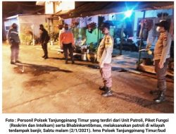 Antisipasi Gangguan Kamtibmas Pasca Banjir, Polsek Tanjungpinang Timur Patroli bersama Masyarakat