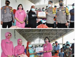 Peduli Korban Banjir, Polda Kepri, Polres Tanjungpinang dan Bhayangkari Cabang Tanjungpinang Salurkan Sembako dan Tali Asih