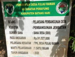 Pembangunan Jembatan Desa Pulau Raman Mangkrak, Kades: Dana nya Sudah Kami Tarik, Kegiatan nya Ditunda