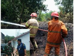 DPKP bersama Kodim 0315/Bintan Padamkan Api yang Membakar Lahan di Jalan Kuantan Tanjungpinang