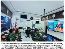 Dari Ruang Kendali Utama, Danlantamal IV Ikuti Rapim TNI Angkatan Laut Tahun 2021