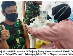 Prajurit dan PNS Lantamal IV Menerima Suntik Vaksin Sinovac Tahap II Termin 1 