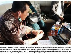 Melalui Vicon, Ansar Ahmad Lapor Perkembangan Jembatan Babin pada Menko LBP
