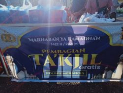 Satuan Narkoba Polres Merangin Bekerja Sama Dengan Pemilik Kopi Aren Membagikan Takjil dan Masker gratis