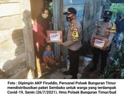 Peduli Warga Terdampak Covid-19, Polsek Bunguran Timur Salurkan Sembako