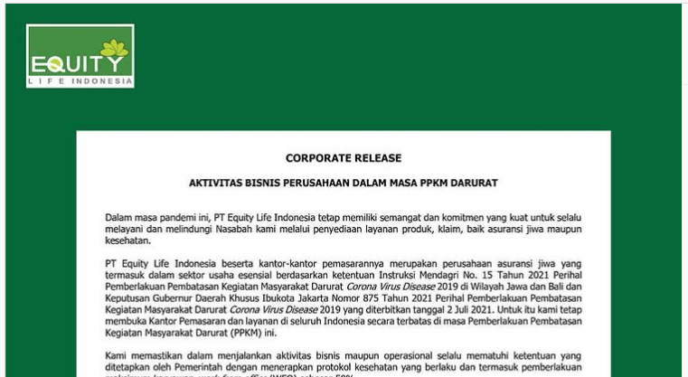 PT Equity Life Setelah Disidak Anies