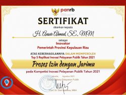 Kepri : Top 5 Replikasi Inovasi Pelayanan Publik 2021