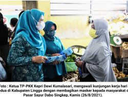 Sebar 10.000 Masker, Ketua PKK Kepri Ajak Masyarakat Lingga Disiplin Prokes