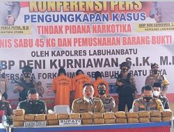Polres Labuhanbatu Ungkap Dan Musnahkan 45 Kg Sabu
