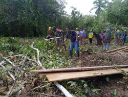 Babinsa Bantu Bersihkan Lahan Perkebunan untuk Ibu-ibu di Taliabu
