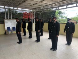 Upacara Bendera Secara Virtual Dalam Rangka HUT RI ke 76 di Mako Polsek Sungai Gelam