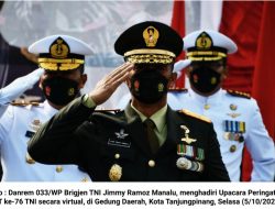 Danrem 033/WP Hadiri Upacara HUT ’76 TNI Secara Virtual