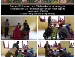 Kodim 0302 Melalui Koramil 05/Peranap Lakukan Giat Vaksin Di SDN 003 Desa Pesajian